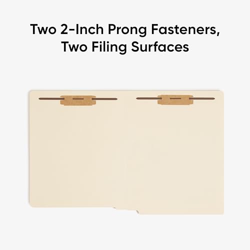 Image of Smead Heavyweight End Tab Fastener File Folder,Shelf-Master Reinforced Straight-Cut Tab,2 Fasteners,Letter Size,Manila,50 per Box (34215),(Pack of 5)