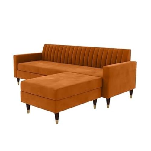 Image of 4 Seater Sofa Set with Two Cushions Perfect for Home Office Guests Living Room (Orange, 4 Seater)