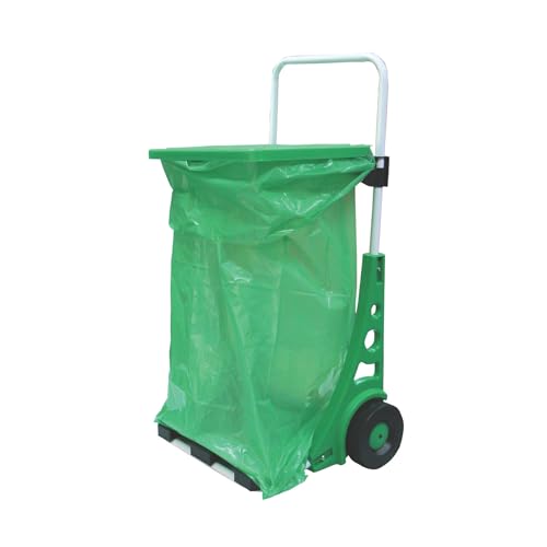 Riegolux 755061 – Carro Saco Jardín | Carrito recolector de jardín con bolsa plástica resistente | Ruedas robustas para césped, residuos y hojas | Accesorio de jardinería