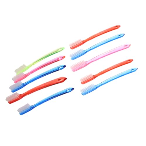 POPETPOP 10 piezas Cepillos de Dientes para Viaje Unidades con Cerdas Duras Mango Ergonómico Antideslizante Cepillos Manuales Portátiles de Plástico para Limpieza Dental Adulta