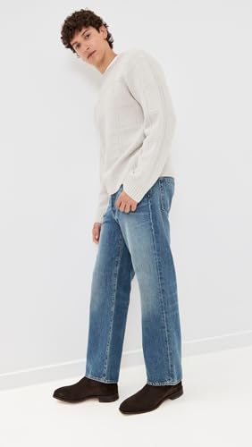 Vince Men's Seed Stitch Windowpane Crew Sweater4