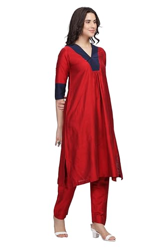 Image of Maroon Kurta with Straight Pant | Kurti Set for Woman