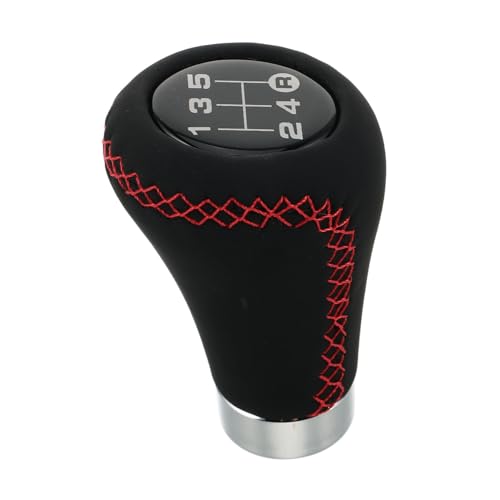 TOGEVAL Perilla Cambio Manual de Velocidades Pomo Palanca Cambios de PU con Costura Roja Fácil Instalación para Coches Camiones y Suvs de Marchas