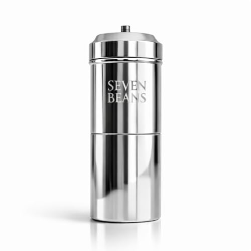 Image of Seven Beans South Indian Coffee Filter | 180 ml (3-4 cups) | Stainless Steel Degree Coffee Maker | Traditional Madras Kaapi Filter | Mirror Finish Decoction Maker | Authentic Indian Drip Brewer