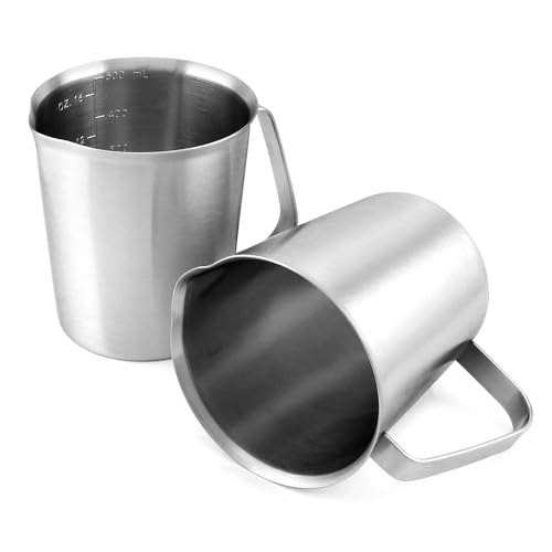 Vasos medidores de acero inoxidable QWORK 16 oz 2 piezas miniatura 7
