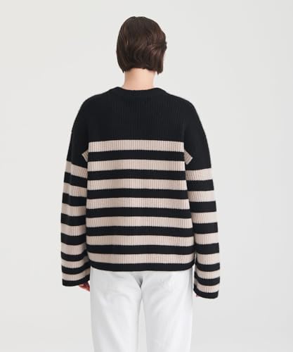 Women's Super Luxe Cashmere Striped Crewneck4