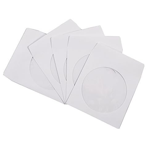 100 Pack Maxtek Premium Thick White Paper CD DVD Sleeves Envelope with Window Cut Out and Flap, 100g Cover
