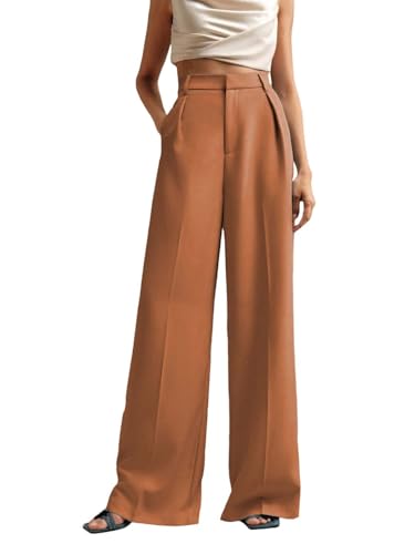 Image of KOTTY Women's High Waist Solid Color Hook and Bar Wide Leg Casual and Formal Trousers