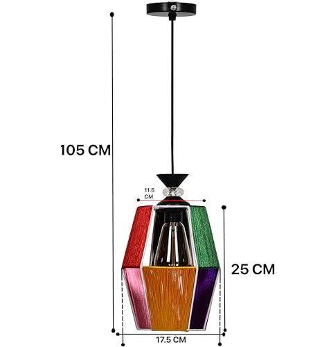 Image of Groeien Silk Weave Multicolor Metal Crystal Hanging Pendant Ceiling Lamp Fixture | Chandelier for Home, Indoor, Outdoor,Living Room, Bedroom(Bulb Included) (hexaSilk, 1)