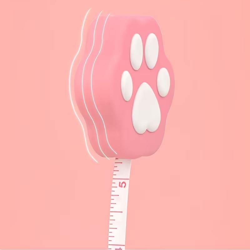 1 Pink Automatic Ruler with paw Print and paw Print - Suitable for pet Measurement, cat Owner Gifts, Office and Home use - a Small Portable Tape Measure Suitable for cat Enthusiasts