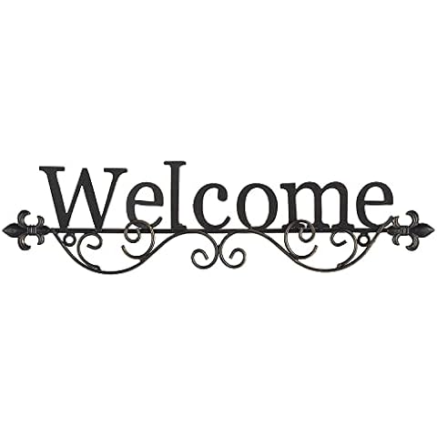 Jemeni Metal Welcome Sign Wall Decor for Front Porch Door, 15" W Cover
