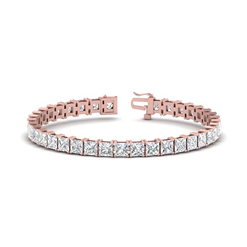 5 Carat TO 18 Carat Princess Cut Lab Grown Diamond Basket Tennis Bracelets Clarity 14K Solid Gold (SI2) Color (G - H)2