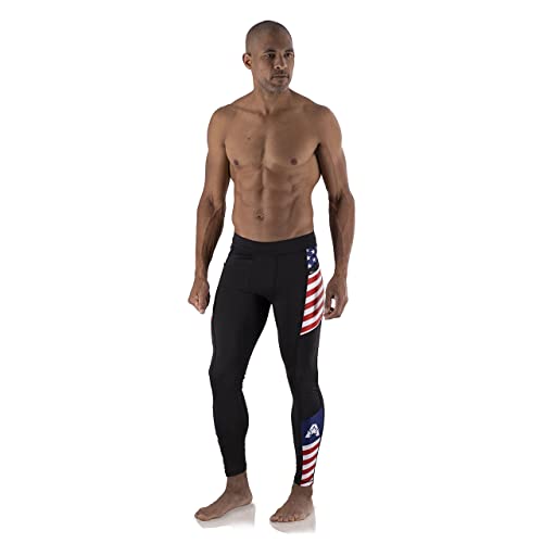 Anthem Athletics Hyperflex Mens Compression Pants – Workout, Gym, Athletic Tights Leggings - American Flag (Zipper Pocket) - Large #TOP3