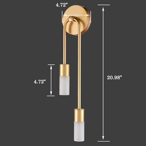 Image of HYDELITE Modern Wall Sconce Gold Wall Light Brass Vanity Light for Bathroom Bedroom Living Room Kitchen LED G9