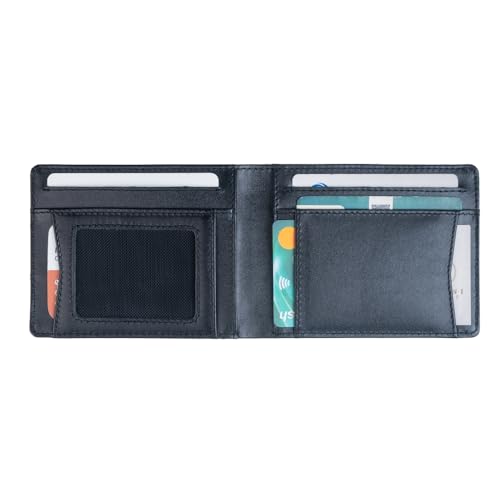 Genuine Leather Handmade Mens Slim Wallet with Gift Box Bifold Credit Card Holder 12 Pockets 100 Percent Cow Leather Smart Black3