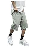 Verdusa Men's Baggy Bermuda Denim Shorts Streetwear Jean Short with Pockets Army Green X-Large