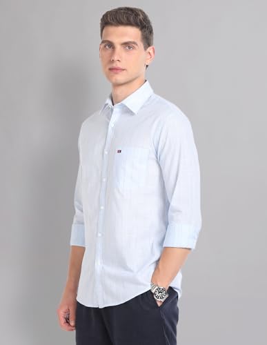 Image of AD by Arvind Vertical Stripe Pure Cotton Summer Shirt