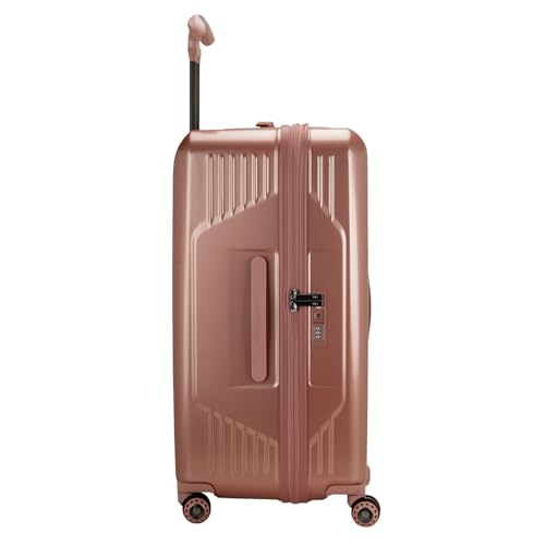 Traveler's Choice Ultimax II 26" Medium Trunk Spinner Luggage, Tie Down Straps, Pink Rose, Checked Inch3