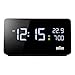 Braun Digital Alarm Clock with LCD Display, 2X USB-C Ports for Charging of Other Devices, Time and Date Display, Touch Snooze, Quick Set, in Black, Model BC20B.
