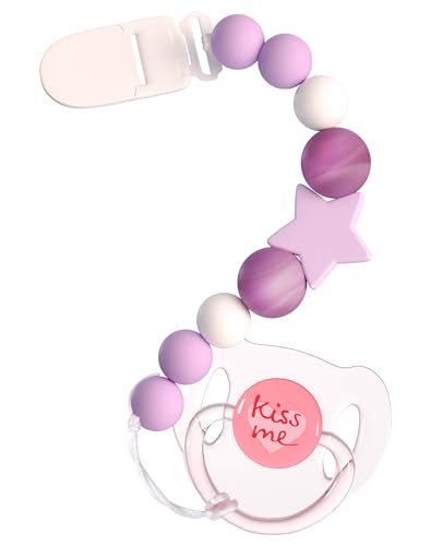 Holders Silicone Chain With Magnetic Pacifier -purple