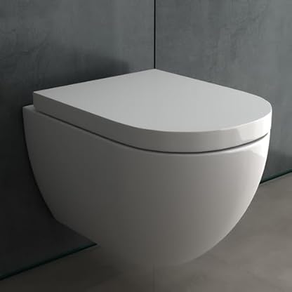 Alpenberger Hänge WC Komplettset | Wand WC Spülrandlos | Toilettendeckel mit Absenkautomatik | Geberit Spülkasten Bausatz Betätigungsplatte | Vorwandelement WC Set Komplett mit Schallschutz – Bild 3