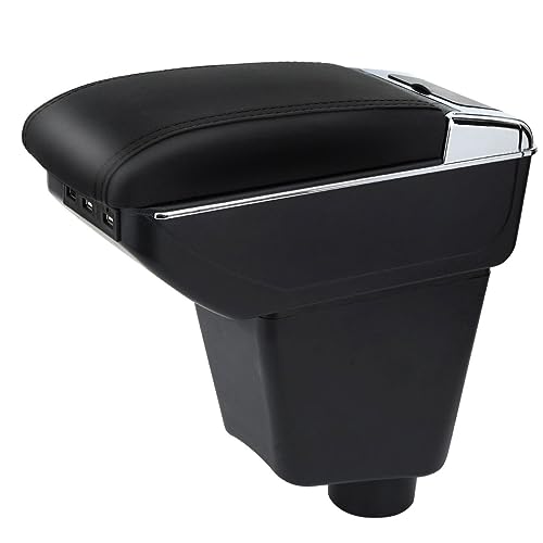 アームレスト コンソール 車用収納ボックス ルノー キャプチャー Renault Captur Kaptur 2014-2018 車肘置き 肘掛け 多機能 水カップホルダーと灰皿付き (黒, b,豪華版)