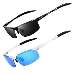 A0 2pcs Black Frame Gray Lens + Silver Frame Blue Lens