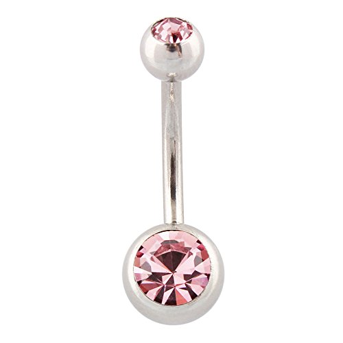 carl vinson Double Head Diamond Belly Button Ring | Steel Navel Piercing Barbell for Women & Girls-picture-49