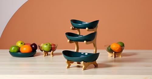 Image of Fruit Stand 3 Tier Fruite Bowl with Plastic Stand, Snack Candy Plata Fruit Basket Vegetable Sweets Shelves Fruit Basket Storage, Snack Candy Plata Fruit Plata Living Room Decoration
