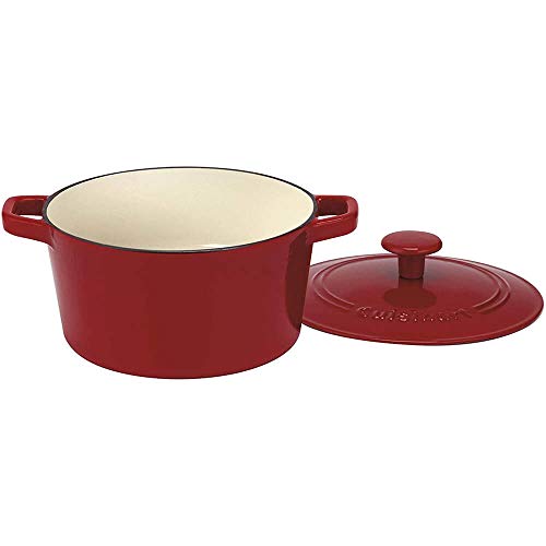 Image of Cuisinart CI630-20CR Chef's Classic Enameled Cast Iron 3-Quart Round Covered Casserole, Cardinal Red