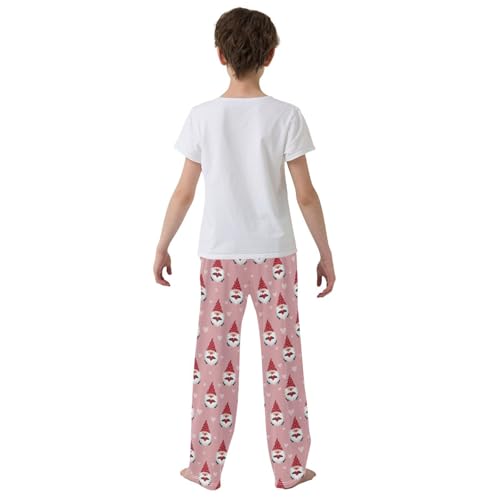 Gnome Love Heart Boys Long Pants Soft Trousers Elastic Waist Kids Lounge Bottoms with Pockets S-XL3