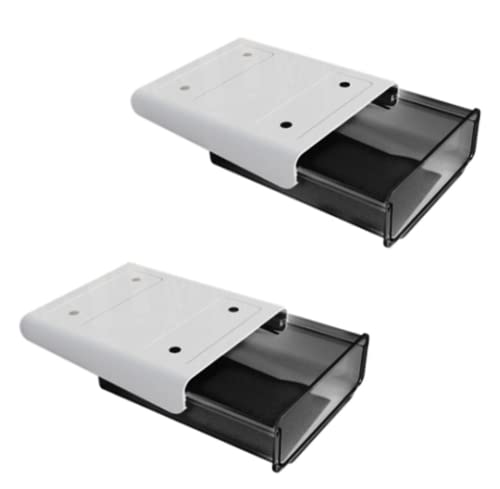 2Pcs of Under-desk Drawer Storage Box,Paste-type Hidden...