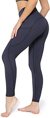 Sudawave - Pantalones de yoga ultra suaves para mujer, cintura alta, control de la barriga, con bolsillos Azul azul marino XL