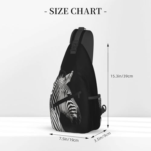 Bolso cruzado cebra negro y blanco para hombre y mujer miniatura 3