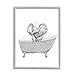 Stupell Industries Baby Elephant Bubble Claw Bathtub Safari Animal Bathroom, Designed by Ziwei Li Gray Framed Wall Art, 11 x 14, White