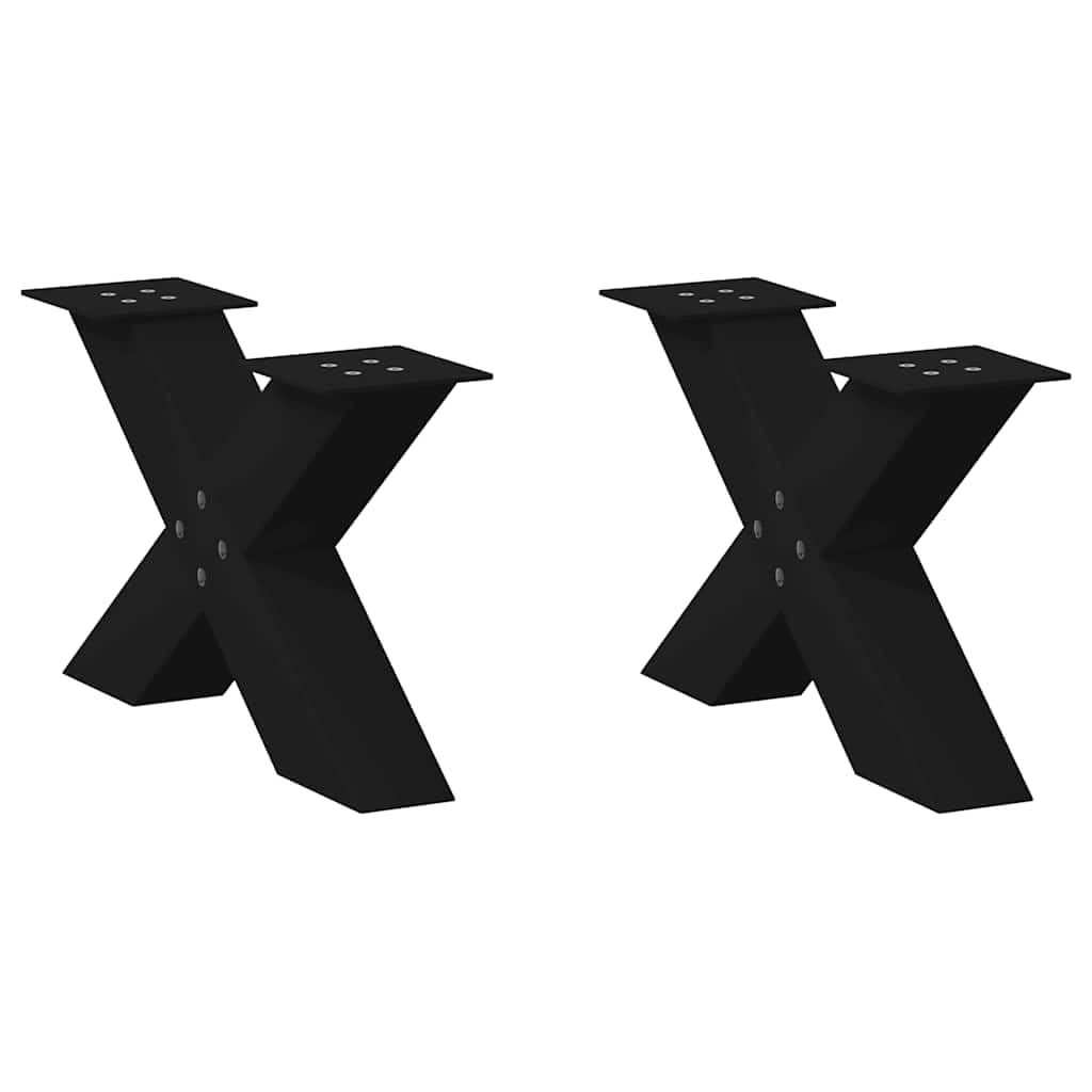vidaXL Coffee Table Legs X-Shaped 2 pcs Black 50x(30-31) cm Steel — image 1