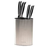 Coninx Messerblock ohne Messer - Messerblock mit Borsteneinsatz - Knife Block in Silber - Universal Messerblock unbestückt Edelstahl - Messerhalter leer - Für alle Küchenmesser geeignet