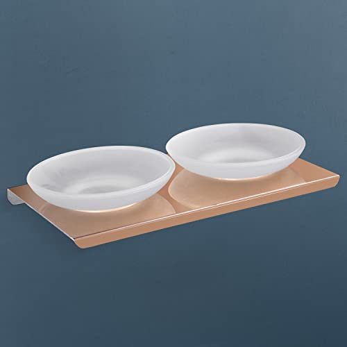 Image of Primax Stainless Steel Double Soap Dish /Holder /Stand /Tray for Bathroom and Kitchen Bathroom Accessories - Wall Mount (Rose Gold-Chrome)