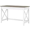 Bush Furniture Key West Writing Table for Home Office | Small Modern Farmhouse Desk, 48W, Pure White and Shiplap Gray
