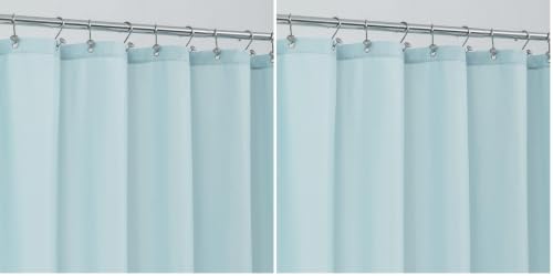 Image of ALYVIA SPRING Waterproof Fabric Shower Curtain Liner, Washable Cloth Shower Curtain for Bathroom - Standard Size 72x72, Blue (Pack of 2)