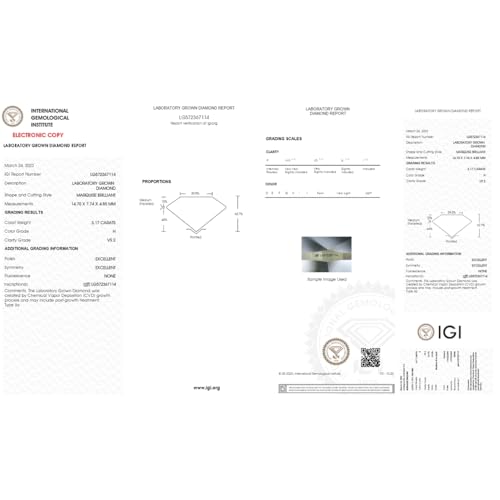 Pompeii Certified 2-6Ct Marquise Solitaire Diamond Engagement Ring 14k Gold Lab Grown - Size 7 (G/H,VS2-SI1)4