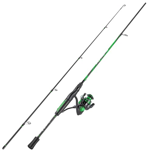 One Bass Fishing Rod Reel Combos Spinning Rod with Spinning Reel Graphite 2Pc Blanks Stainless-Steel Guides Super Polymer Handle- 60-1 Pack