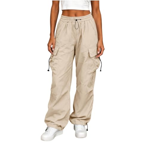 Women's Cargo Pants Drawstring Waist Wide Leg Utility Work Trousers - image 1