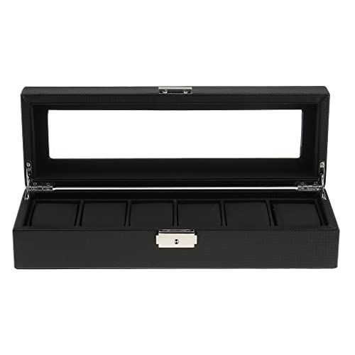 LOOM TREE® 6 Slot Watch Box Case for Men Boxes Display Glass Top Jewelry Collection Storage Boxes Organizer| Watches Parts & Accessories | Boxes Cases & Watch Winders