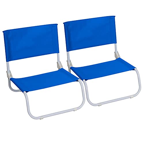 7H SEVEN HOUSE 7house - Silla Plegable Baja de Playa (Pack 2), Acero y Tela de Oxford, para Piscina, Camping y Acampada, Impermeable, Dimensiones 45x49.5x17.5cm (Largo x Ancho x Alto), Color Azul