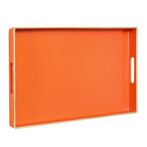 MAONAME Orange Serving Tray with Handles, Modern Decorative Trays for Coffee Table...