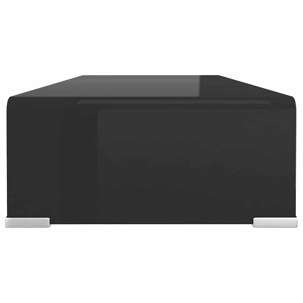 Szklana podstawka pod monitor i telewizor 70x30x13 cm hartowane szkło czarna półka na biurko pod laptop konsolę DVD router oszczędność miejsca ergonomiczny kąt widzenia
