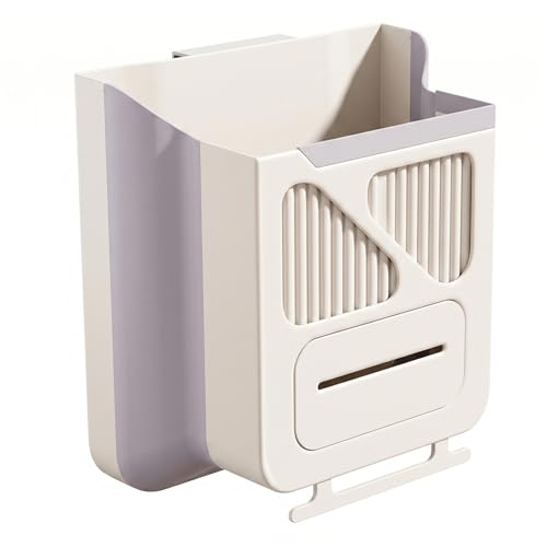 Poubelle suspendue pliable de 10L en gris pour fixations murales