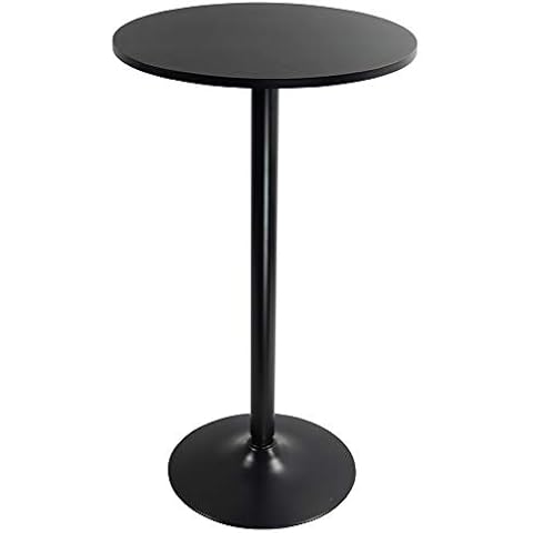 KKTONER Mesa Alta de Bar Redonda de MDF Negro Cover