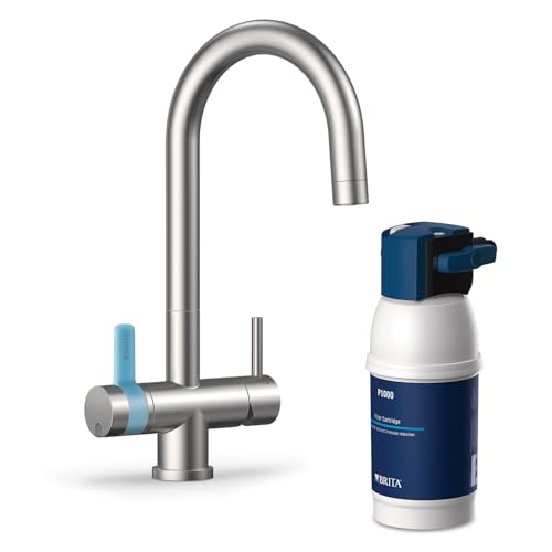 BRITA mypure P1 3-Way Water Filter Tap Round Includes 1x BRITA P1000 Cartridge For Reduction of Chlorine Limescale and Impurities